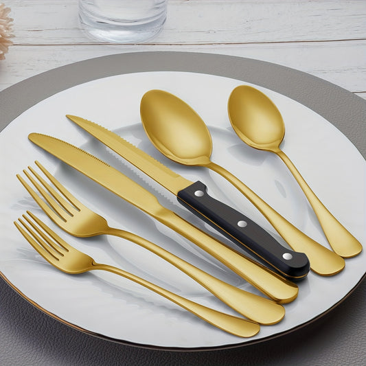 Gold Stainless Flatware 48pc