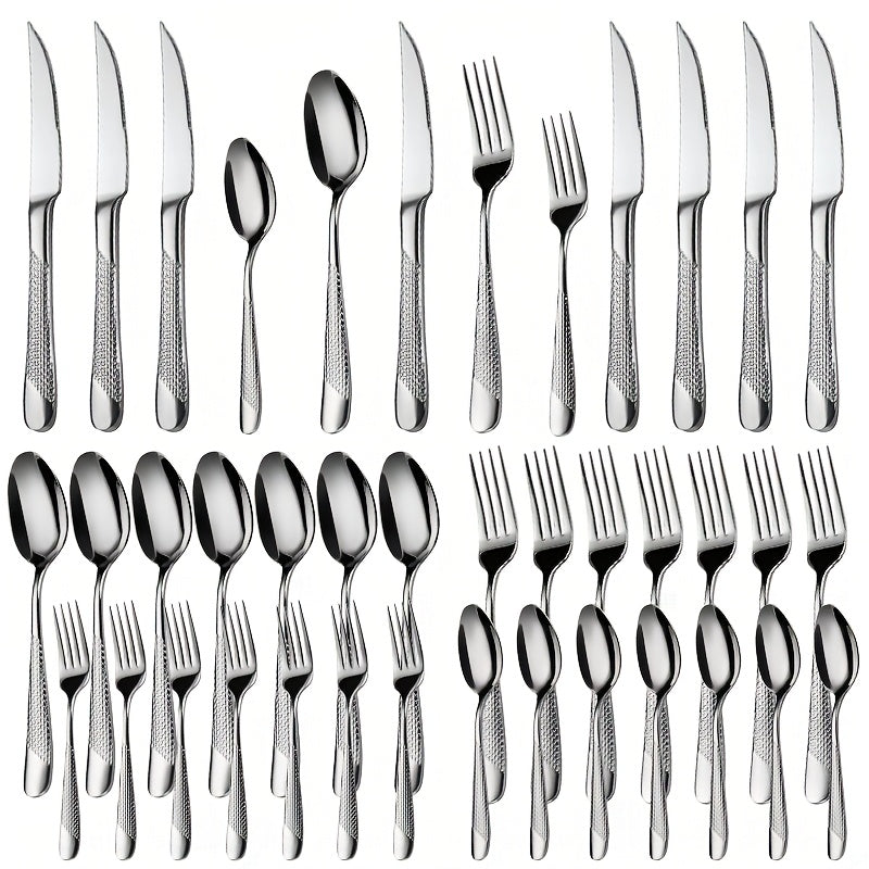 Hammered Mirror Flatware 30/40pc