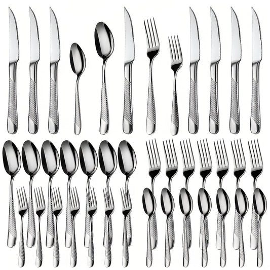 Hammered Mirror Flatware 30/40pc