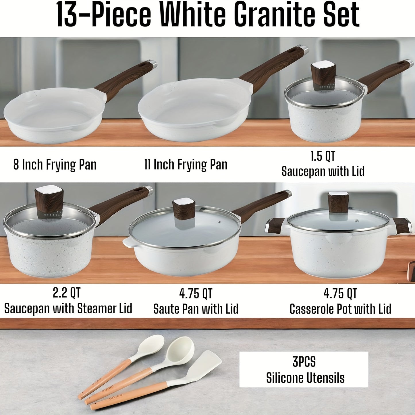 White Granite Cookware 13pc