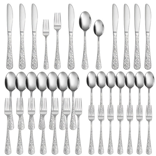 Vintage Carved Flatware 40pc