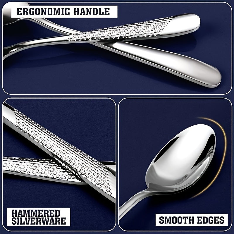 Hammered Mirror Flatware 30/40pc
