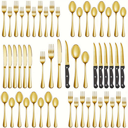 Gold Stainless Flatware 48pc