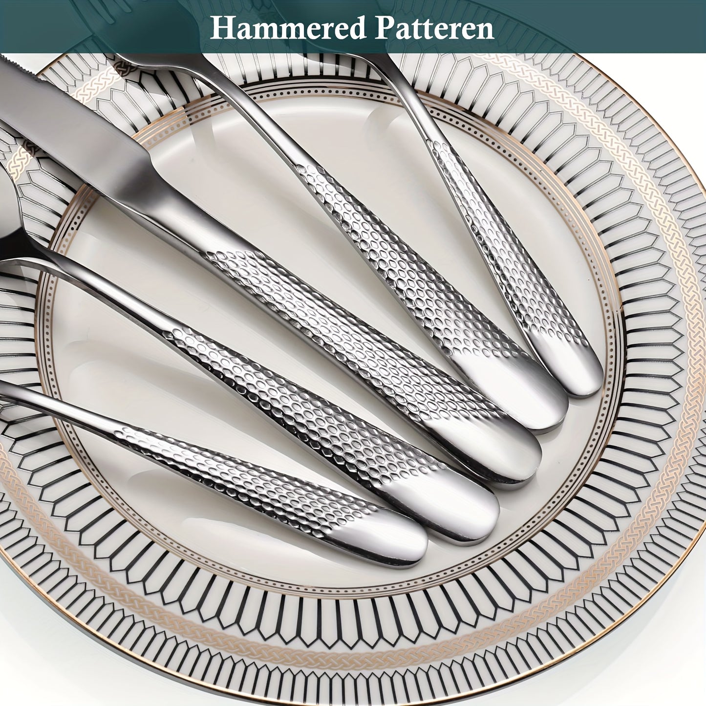 Hammered Mirror Flatware 30/40pc