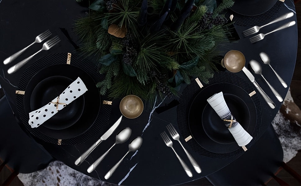 Hammered Mirror Flatware 30/40pc