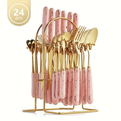 Pink Marble Handle Flatware